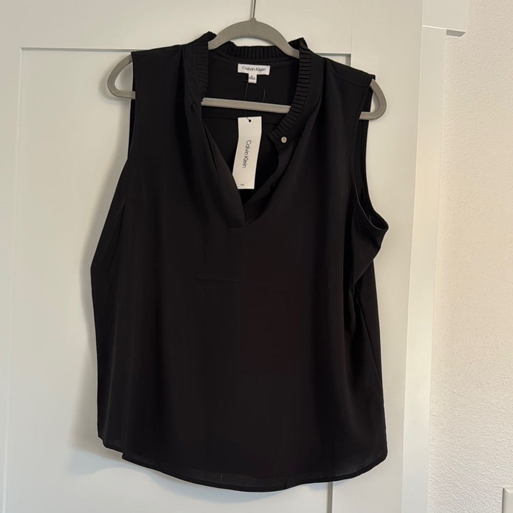 Calvin Klein Black Sleeveless Relaxed Blouse